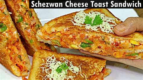 Schezwan Cheese Toast Sandwich Easy And Quick Schezwan Cheese Toast