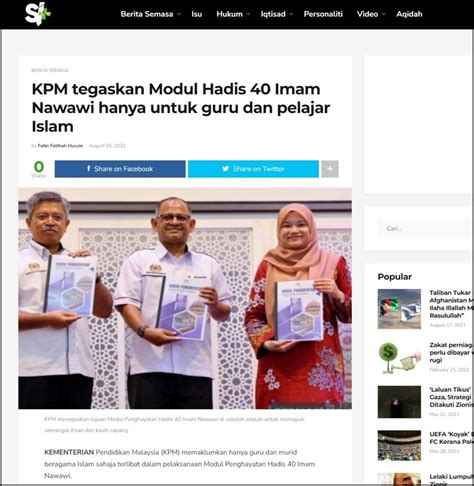 Kpm Tegaskan Modul Hadis 40 Imam Nawawi Hanya Untuk Guru Dan Pelajar