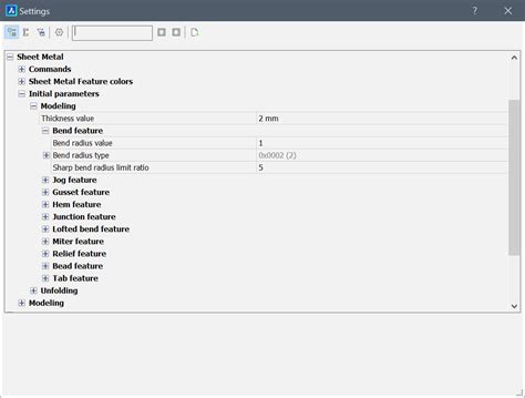 Sheet Metal Settings Bricscad Mechanical Bricsys Help Center