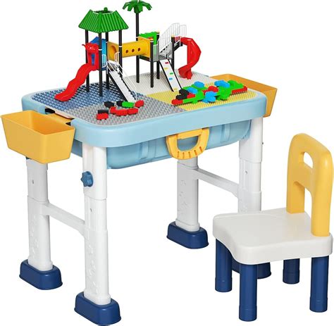 COSTWAY Tavolo e Sedia per Bambini 6 in 1 Set Tavolo Attività e Sedie