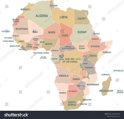 Africa Regions Political Map Single Countries Vector Có Sẵn Miễn Phí