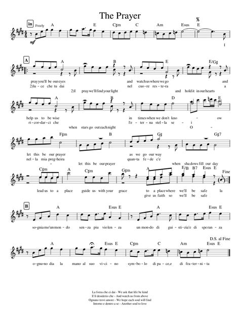 The Prayer Sheet Music For Piano Solo