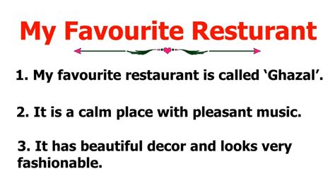 10 Lines Essay On My Favourite Restaurant Essay On My Favourite