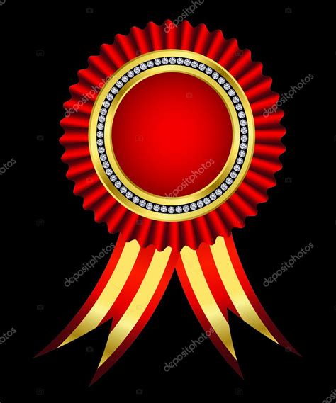 Red award ribbon, golden with diamonds — Stock Vector © DinoZZZ #6312330