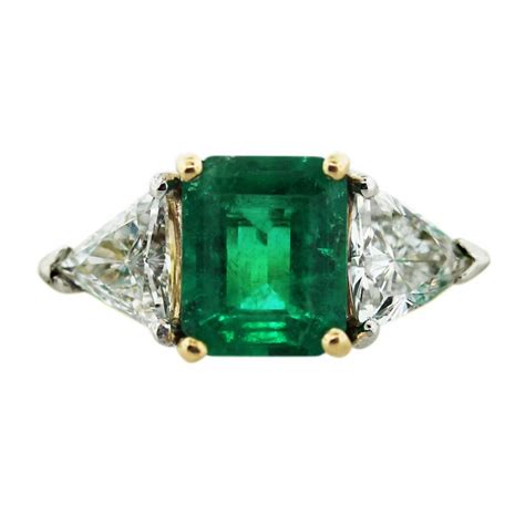 18k Yellow Gold Emerald Cut Emerald Diamond Ring -Boca Raton