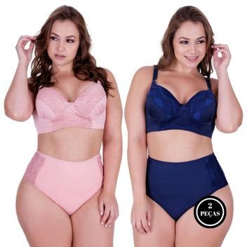 Kit 2 calcinha e sutiã plus size conjunto de lingerie plus reforçado