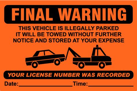 Printable Tow Warning Notice