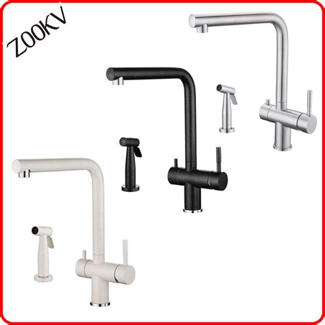 Lead Free Stainless Steel Hot Cold And Sprayer Mixer Kitchen Sink Faucet With Side Spray