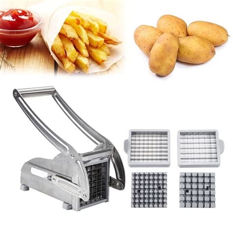 2 Blades Stainless Steel Home French Fries Potato Chips Strip Slicer