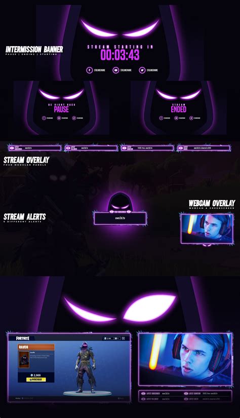 Raven Fortnite Twitch Stream Overlay Design | Behance