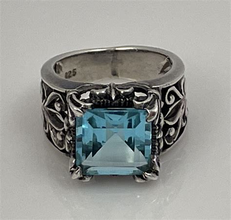 925 Sterling Silver Lab Aquamarine Ring Size 65 Jewelry Ebay