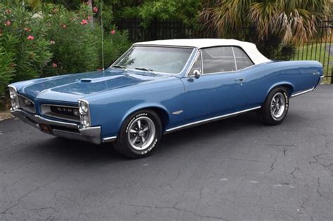 1966 Pontiac Gto Convertible 389ci V8 4 Speed Ps Pb 0 Fontaine Blue Manual