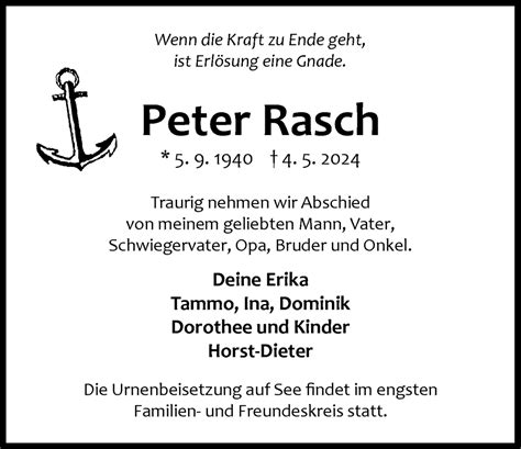 Traueranzeigen Von Peter Rasch Nordwest Trauer De