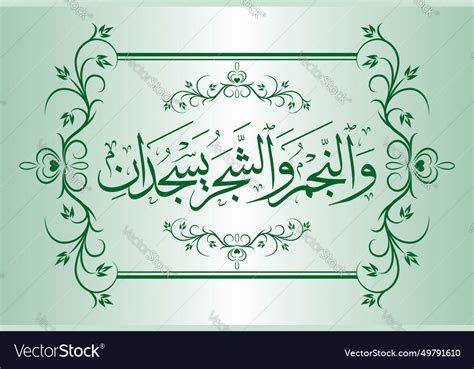 Surah Ar Rehman 55 Verse 6 Of The Noble Quran Vector Image