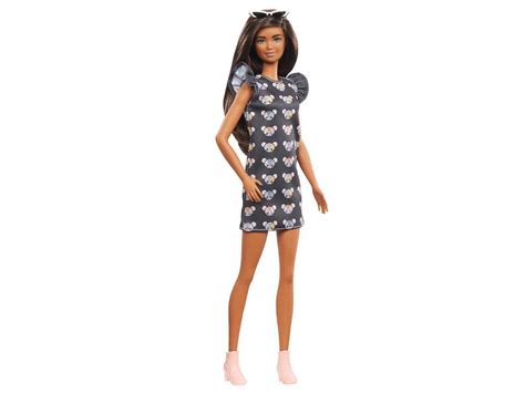 Barbie Fashionistas With Long Brunette Hair And Mouse Print Dress Worten Pt