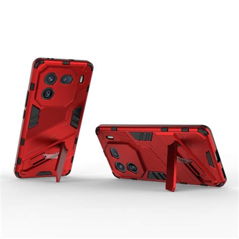 For Vivo Iqoo G Punk Armor In Pc Tpu Phone Case With Holder Red