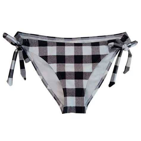 Vintage Push Up Bikini Top Contrast Color Plaid Print Bikini Bottom Sexy Women Bandage Two Piece