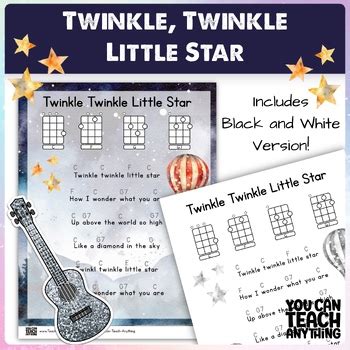 Twinkle Twinkle Little Star Ukulele TAB Song Sheet by You Can Teach ...