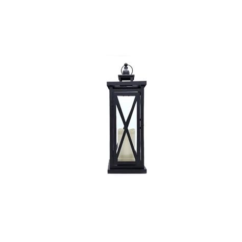 LumaBase Black Crisscross Metal Lantern With Battery Operated Candle