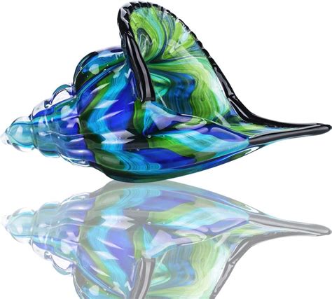 Glass Conch Hand Blown Seashell Art Glass Figurine Beautiful Home Decor Crystal