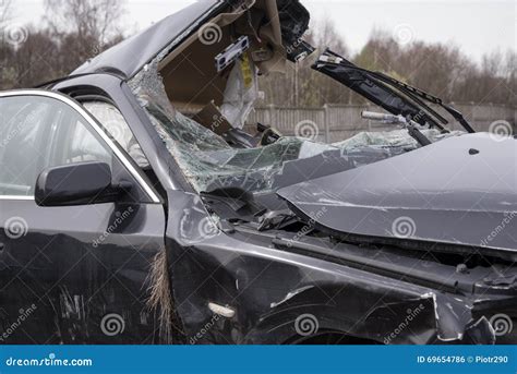 Car Wrecked In An Accident Stock Photo Image Of Wrog 69654786