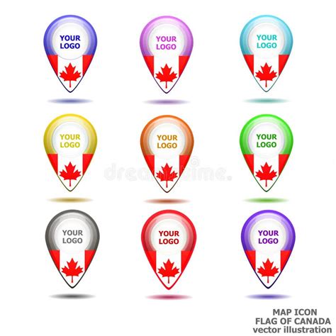 Set Of Map Icon With Flag Of Canada Vector Illustration Ilustra O Do