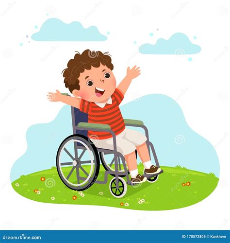 Happy Disabled Boy In A Wheelchair Health Problems Concept Stock