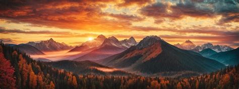 Premium Photo | Sunset mountains