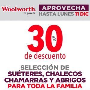 En Woolworth 30 de descuento en suéteres chamarras abrigos y más