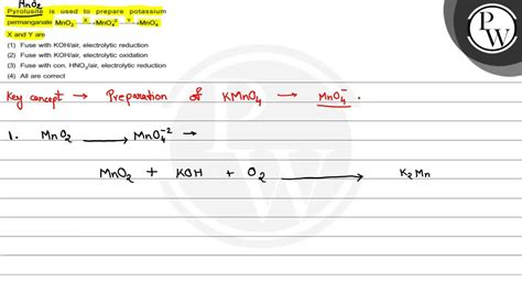 Pyrolusite Is Used To Prepare Potassium Permanganate Mathrm Mno Youtube