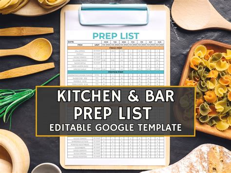 Prep And Par List Template Food Prep List Prep List Template Editable