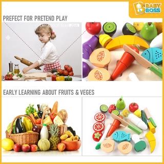 BabyBoss Wooden Magnet Food Cutting Fruit Vegetable Food Toy Pretend