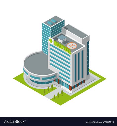 Hospital building isometric Royalty Free Vector Image