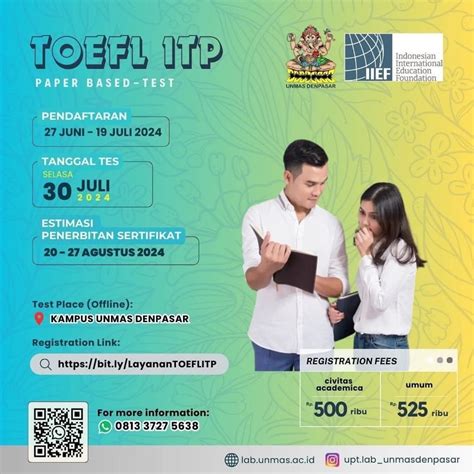 Universitas Mahasaraswati Denpasar Pendaftaran Test Toefl ITP Unmas