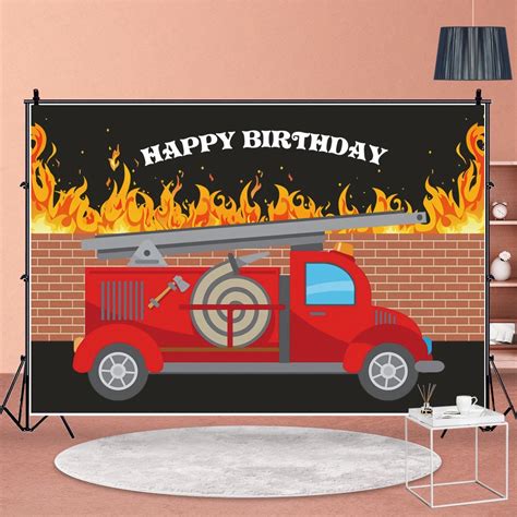 Fire Truck Party Photography Background Fire Truck Backdrop Boy