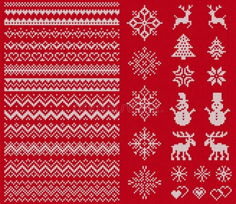 Knitted Font And Xmas Elements Vector Illustration Christmas Seamless