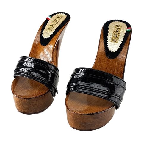 clogs high leather skin realized  italy  sale