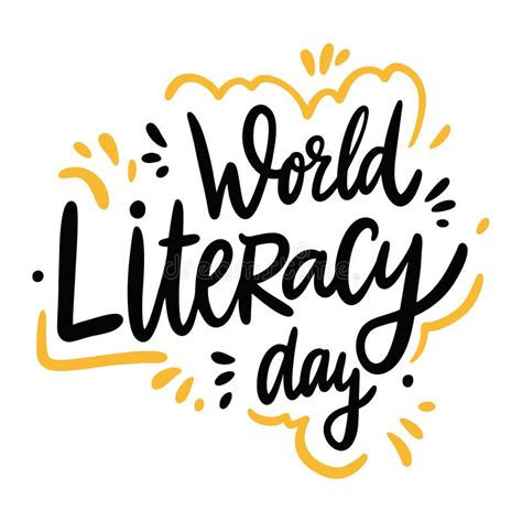 World Literacy Day Hand Drawn Vector Lettering Isolated On White