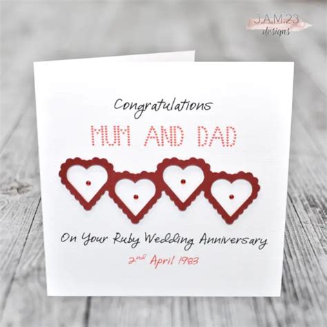 PERSONALISED RUBY 40TH Wedding Anniversary Card 4 00 PicClick UK