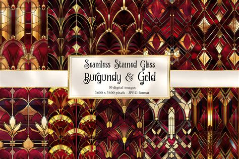 Burgundy And Gold Stained Glass Textures Graphic By Digital Curio · Creative Fabrica