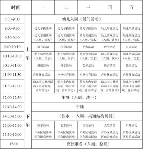 小学幼儿园小班一日活动安排表word文档在线阅读与下载无忧文档