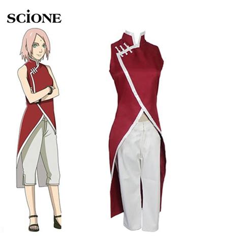 Купить Аниме костюм Харуно Сакура косплей Cheongsam для девочек красный ...