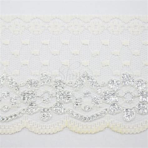 Nylon Lace Trimming L Cream Silver Shine Trimmings Fabrics