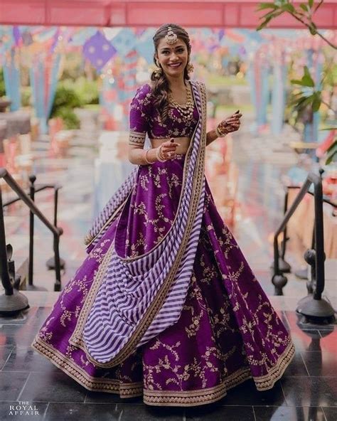 Sabyasachi Inspired Purple Satin Wedding Party Lehenga Choli