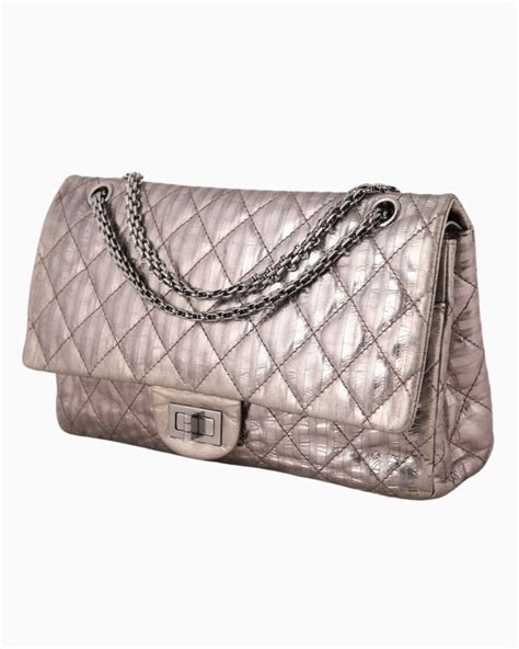 Bolsa Chanel Original Reissue Quilted Metallic Prata Feminina