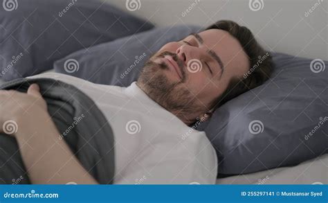 Young Man Sleeping In Bed Peacefully Stock Image Image Of Posture