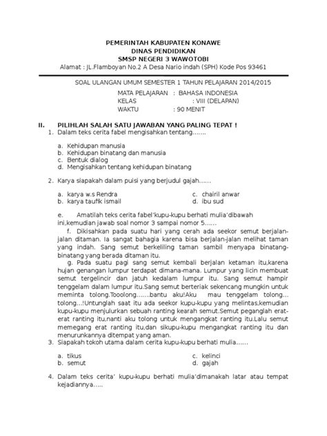 Pdf Soal Ulangan Semester Kls Nurhijrawati S Pd Dokumen Tips