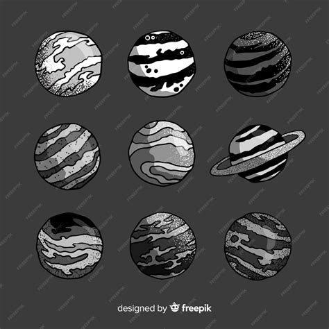 Colección De Planetas Dibujados A Mano Vector Gratis