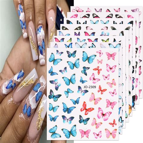 Amazon Butterfly Nail Art Stickers D Self Adhesive Butterfly