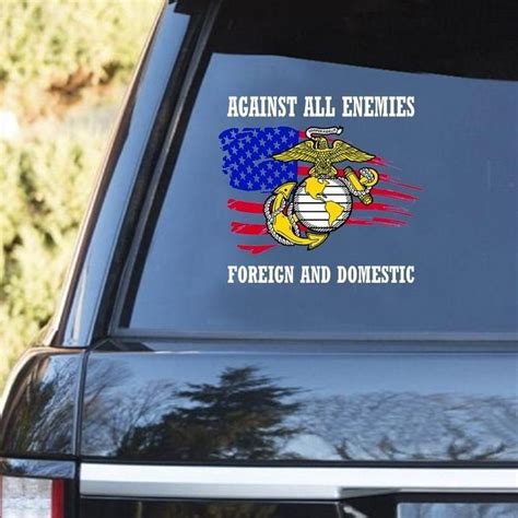 Marine Corps Decal Car Sticker Usmc Decals Against All Enemies Foreign